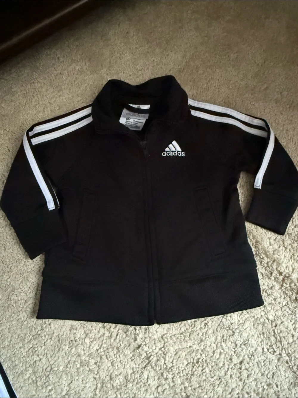 Adidas Baby Black Track Pants - Black with White Stripes size 6 months